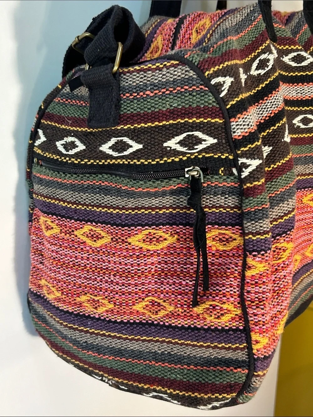 World Market Tapestry Multi Color Tote Bag Overnighter Carry On Travel Vacation